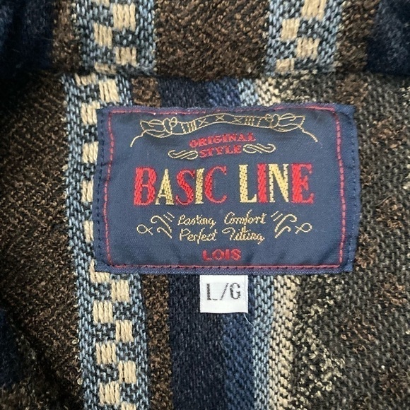 Vintage striped geometric Aztec wool blend woven flannel button down shirt - Picture 8 of 11